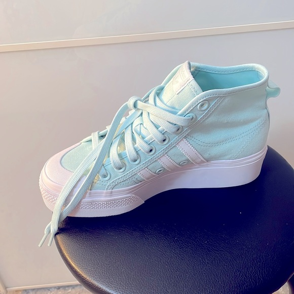 Mint Green Adidas High tops - Picture 2 of 4